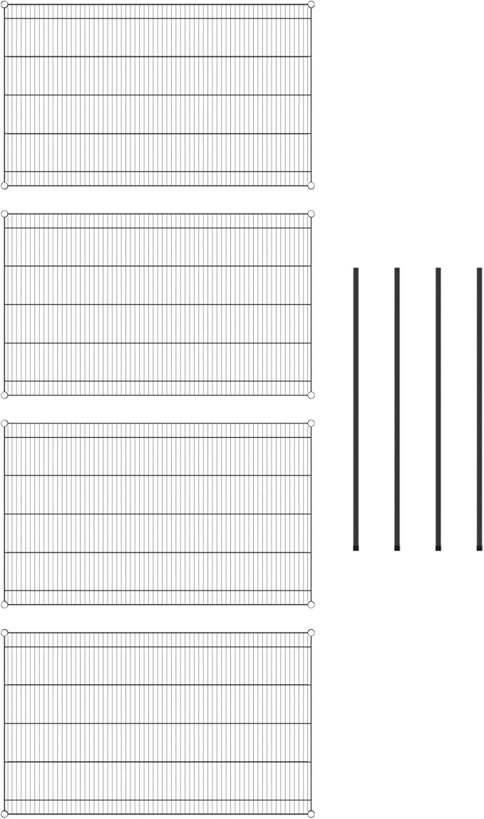 Commercial NSF Listed Black Epoxy Stationary Wire Shelving Kit 36" x 60" x 54", with 4 Shelves Perfect for Warehouse, Walk-in Refrigerator, Freezer, Grocery Store, Restaurant, Dishroom