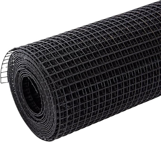 Hardware Cloth for Chicken Wire Fencing-1/4in Mesh AWG 19 Gauge 36in x 50ft Black Vinyl Coated Galvanized Welded Wire Mesh Roll-Poultry Netting, Rabbit Cages, Snake Barrier, Garden Fencing