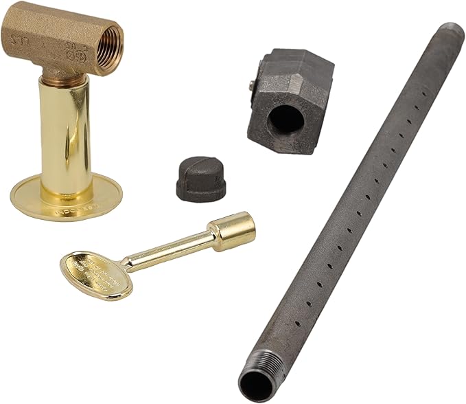 Supplying Demand LLKIT-LPA-PBR Fireplace Fire Pit | Log Lighter Install Kit with Straight Pattern LP Gas Log Lighter, 1/2" Angle Stop Valve - Polished Brass with Escutcheon and 3" Key