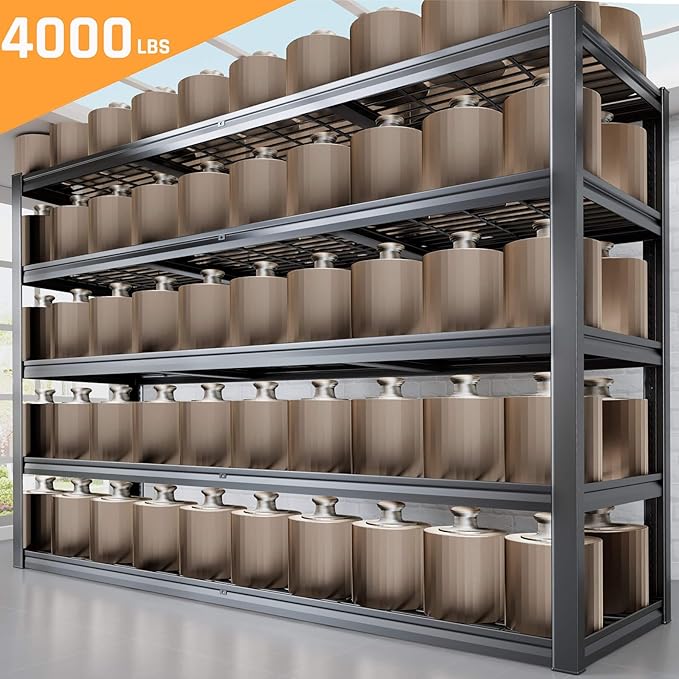 78" W Storage Shelves Heavy Duty Garage Shelving 5 Tier Metal Shelving Unit, Adjustable Shelves, 4000LBS Steel Industrial Shelving for Basement Warehouse Commercial, 78" W*24" D*78”H, Black