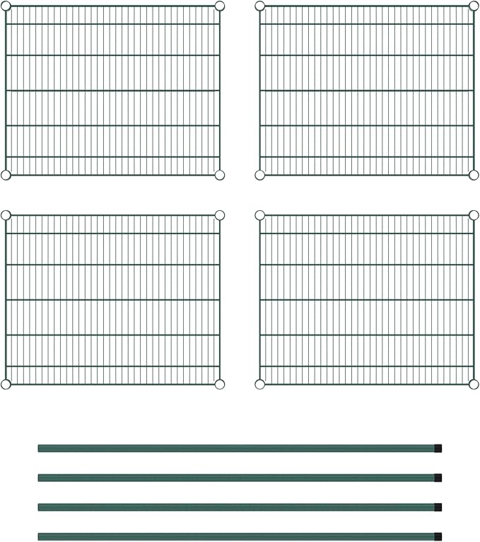 Commercial NSF Listed Green Epoxy Stationary Wire Shelving Kit 24" x 30" x 54", with 4 Shelves Perfect for Warehouse, Walk-in Refrigerator, Freezer, Grocery Store, Restaurant, Dishroom