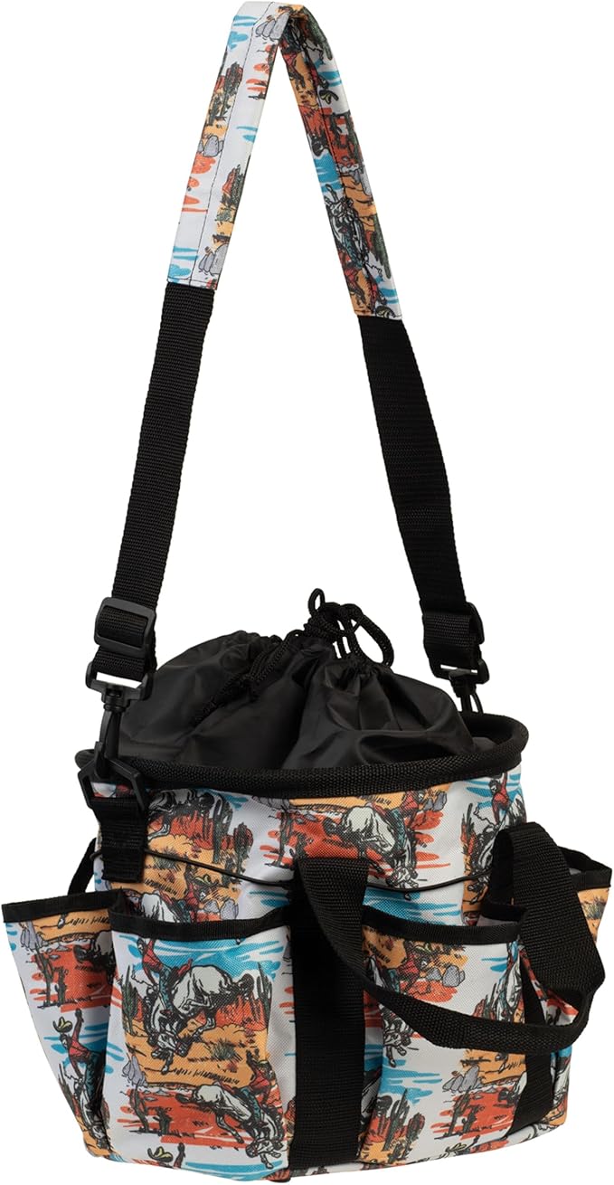 Weaver Leather Horse Grooming Kit, 7-piece Brush Set with Organizer Tote Bag, Equine Care, Horse Track Room Equipment, Grooming Supplies, Bucking Bronc