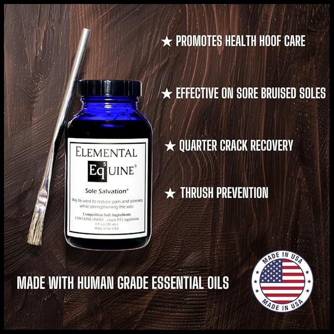 Elemental Equine Sole Salvation 8oz Sole Paint for Horses with Sore Soles, Bruising, Strengthening Thin Soles, Quarter Cracks and General Preventative Hoof Maintenance