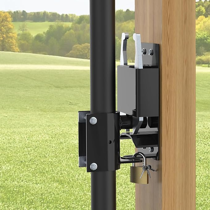 2 Way Farm Gate Latch Heavy Duty - Fence Gate Latch for Metal Gates with Padlock, Anti-Sag Two Way Livestock Fence Gate Latch Hardware for Horse Corrals, Ranches, Pastures, Pet Cages, Stables