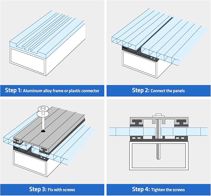 UMIG 12 PCS 4' x 2' x 0.32'' Polycarbonate Greenhouse Panels, Twin-Wall Waterproof UV Protected Corrugated Plastic Roof Panels Sheets, Clear Replacement Panels for Greenhouse, Outdoor, Plant