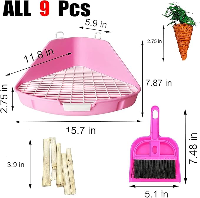 kathson Rabbit Litter Box Bunny Toilet Triangle Potty Trainer Corner Large Bedding Box Pet Pan for Rabbits Chinchillas Guinea Pigs Ferrets Galesaurs
