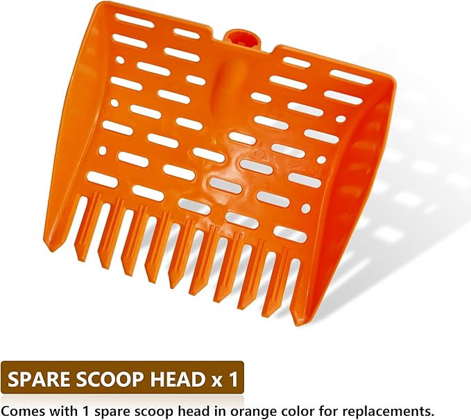 Telescopic Chicken Poop Scooper & Rake 2-in-1 Chicken Litter Scoop for Chicken Coops & Small Farm Animals Sand Sifting Litter Shovel (Gray)