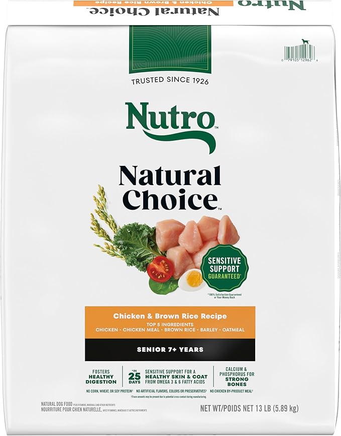 Nutro Natural Choice Senior Dog Food, Chicken & Brown Rice Recipe, 13 lb. Bag