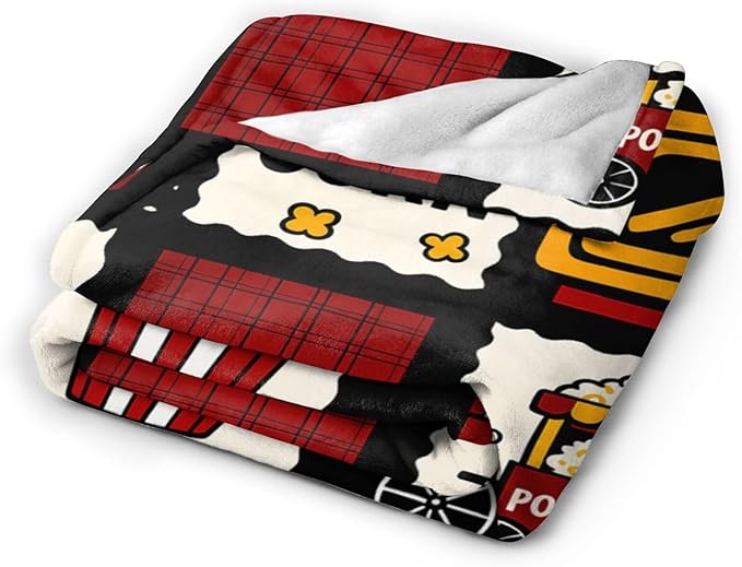 Popcorn Blanket Movie Theater Throw Blanket Cinema Soft Cozy Fleece Fuzzy Stuffed Plush Flannel Gifts for Girls Women Boys Kids Adults 50"X60"