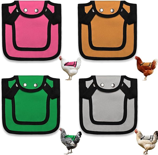 4 PCS Chicken Saddle for Hens, Chicken Aprons for Hens with Adjustable Strap, Hen Back Protector Saddles for Chickens Mating