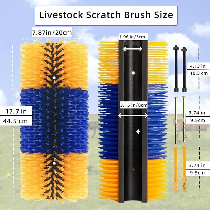 Livestock Scratching Brush, 2pcs Goat Scratching Post for Pig Dog Sheep,Durable Cow Brush can be Easily Mounted,Goat Horse Supplies for Livestock Self-Grooming,Protecting The Fence