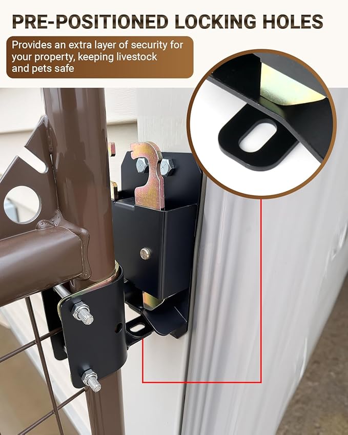2 Way Farm Gate Latch, Heavy-Duty Fence Gate Latch with Self-Locking Nut, Black Livestock Gate Latch Compatible with Horse Corrals, Farms, Pastures, Stables, Ranches