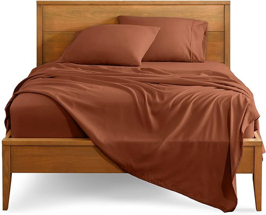 Bare Home Full Sheet Set - Luxury 1800 Ultra-Soft Microfiber Full Bed Sheets - Double Brushed - Deep Pockets - Easy Fit - 4 Piece Set - Bedding Sheets & Pillowcases (Full, Terracotta)