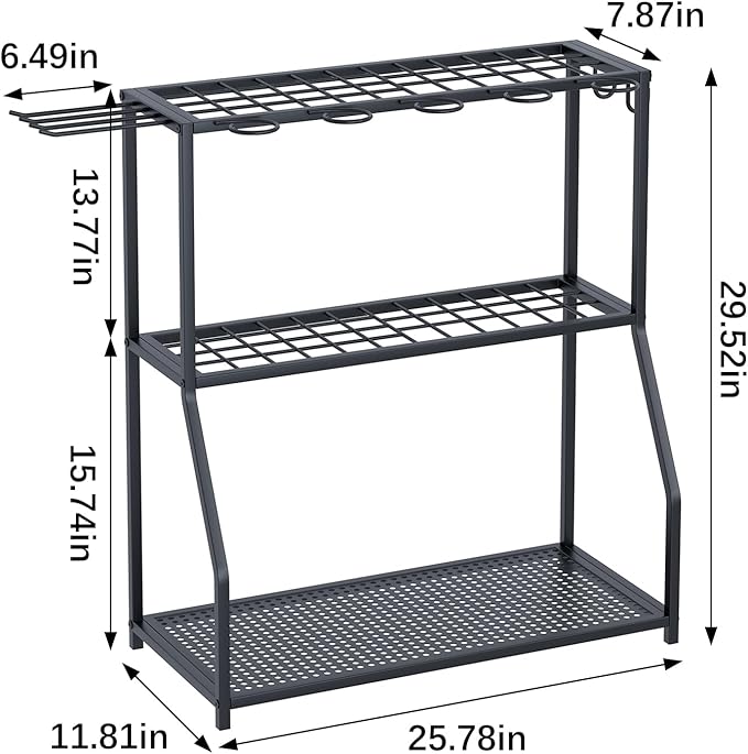 Organizer Yard Tool Storage Rack,Garden Organizer,Steel Yard Tool Racks To Store Long-Handled Tools,Tool Holder For Garden,Shed,Outdoor,Black