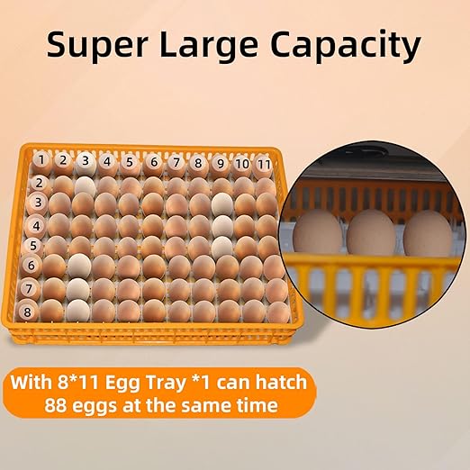 XKV 88 Egg Incubator with Automatic Egg Turning,Temperature Control and Humidity Control,Hatching Eggs,Chicken,Ducks,Poultry,Industrial Brooding Machine Chicken Incubator for Farm,Lab,Home,Indoor