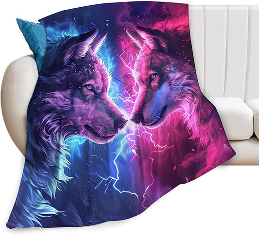 Fantasy Wolf Throw - Soft, Warm & Cozy Fleece Blanket for Girls, Women, Kids & Adults - 60"x50"