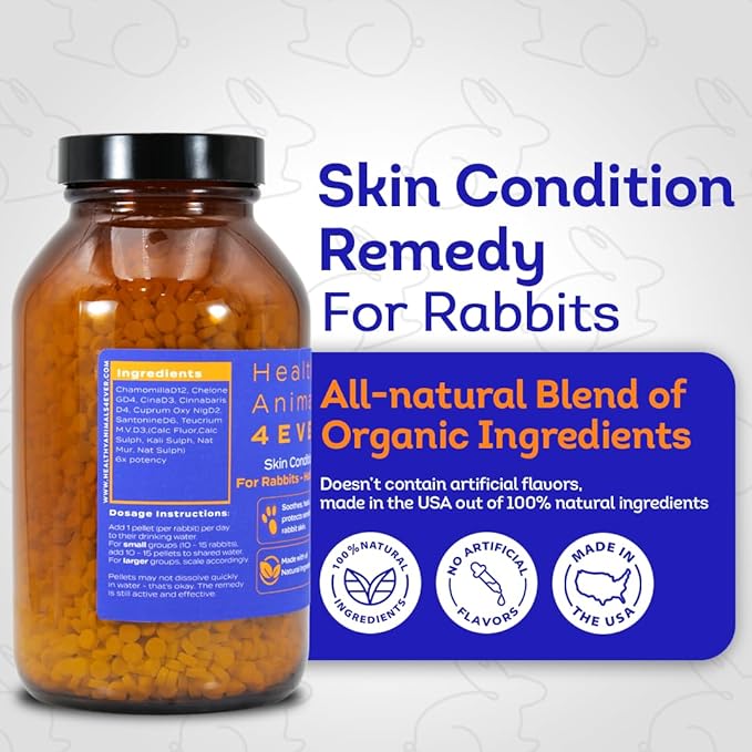 HA4E - Rabbit Skin & Fur Treatment - Natural, Homeopathic Tablets for Itch Relief & Comfortable Skin - Pellets, Hutch Size (Extra Large)