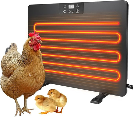200W Chicken Coop Heater with Tip-Over & Overheat Protection | Auto Timer, 3-Way Mount & Waterproof Cord | Safe, Energy-Efficient Heating for Chicks, Poultry & Pets