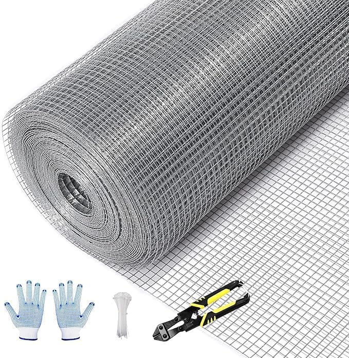 Tongmo Hardware Cloth, Chicken Wire Fencing, 19 Gauge Galvanized Wire & 1"x1" Mesh Size Welded Wire Roll Garden Fence, Poultry Netting for Rabbit/Duck/Chicken Coop (48" x 50')