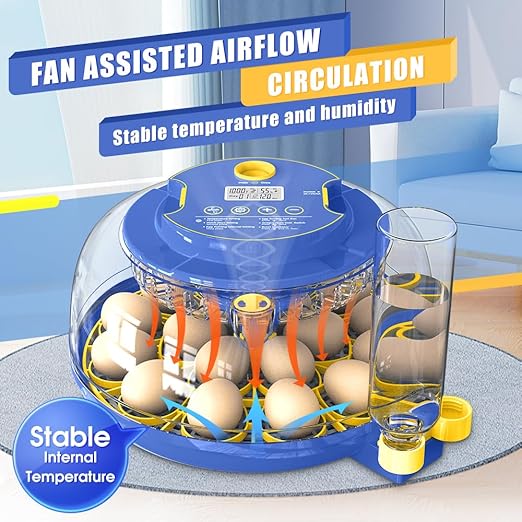 18 Eggs Incubator for Hatching Eggs, Temp and Humidity Control, 360°View Auto Water Adding, Egg Candler Egg Turning Countdown Hatching Days Display Incubators (23-AGREEN) (18-Blue)