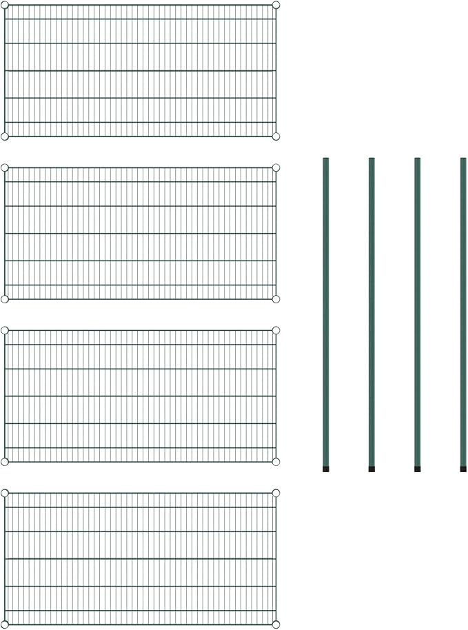 Commercial NSF Listed Green Epoxy Stationary Wire Shelving Kit 24" x 48" x 54", with 4 Shelves Perfect for Warehouse, Walk-in Refrigerator, Freezer, Grocery Store, Restaurant, Dishroom