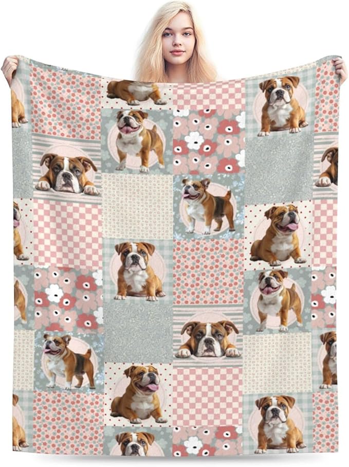 French Bulldog Throw Blanket Cute Bulldog Flannel Blankets Dog Lover Plush Super Soft Cozy Warm Decor Gifts for Boys Girls Kids Adults Men Women 60" x 80"