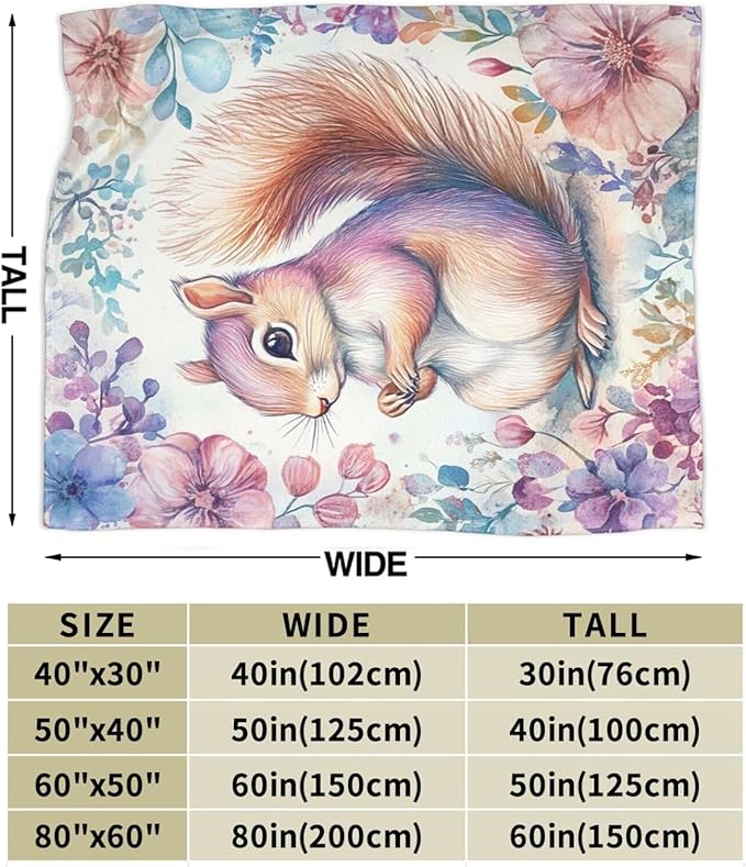 Squirrel Blanket Squirrels Throw Blanket Soft Warm Fuzzy Plush Squirrel Throw Blanket Gifts for Girls Women Squirrels Lightweight Fleece Flannel Gift Blankets for Kids Adults 50"X60"