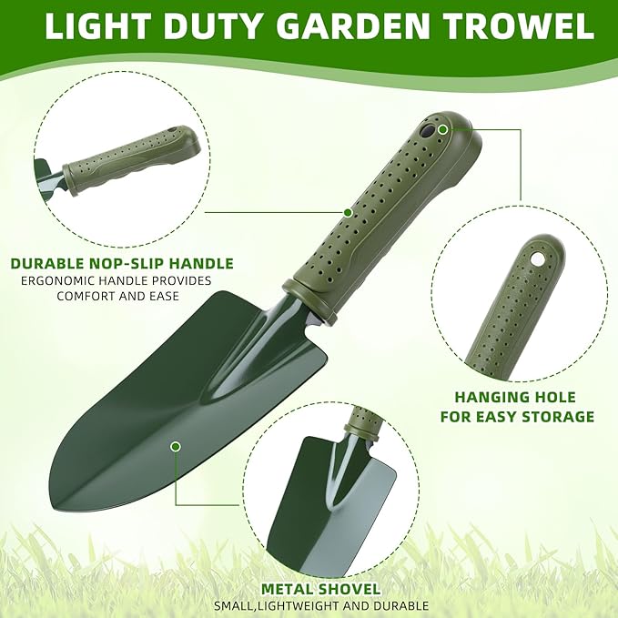 24 Pcs Garden Shovel Trowel Gardening Hand Tools Small Hand Shovels for Digging Metal Trowel Spade with Plastic Handle Anti Slippery for Lawn Yard Home Farm Planting