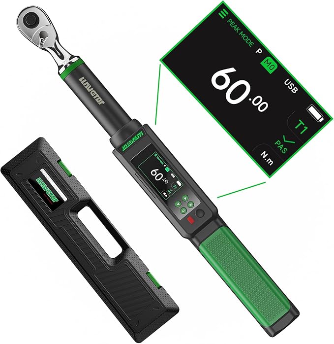 Digital Torque Wrench 3/8, 2.2-44.3 Ft-lbs/3-60 N.m, ±2％ Torque Wrench with Buzzer & LED Indicator for Automotive Motorcycle & Bicycle