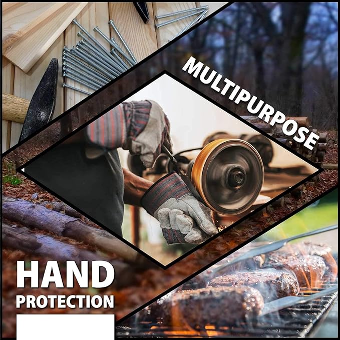 SAFE HANDLER Work Leather Gloves with Cool Cotton Lined Backing Lightweight & Versatile Split Leather Safety Cuff Work Gloves