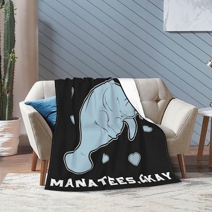 Manatee Blanket Super Cozy Soft Manatee Throw Blanket for Women Men Warm Plush Fluffy Manatees Stuff Fleece Flannel Gifts Blankets for Kids Adults 60"X50"