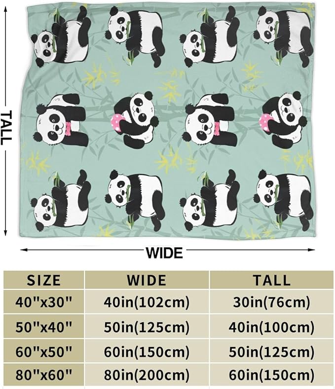 Panda Blanket Super Cozy Soft Panda Bamboo Throw Blanket Warm Plush Fluffy Panda Stuff Gifts for Women Girls Fleece Flannel Gifts Blankets for Boys Adults 80"X60"