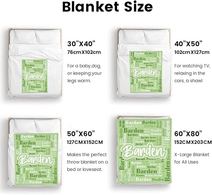 Custom Blanket with Name Personalized Blankets for Kids Adult Boys Girls Flannel Monogrammed Customized Blankets Throw (60''x80'')