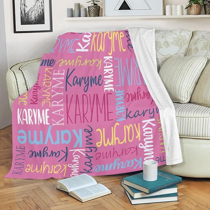 Personalized Blankets with Names Baby Gifts for Girls Boys Custom Soft Fleece and Sherpa Name Blanket for Kids and Adults Birthday for Daughter Son Granddaughter Grandson (Dark Pink)