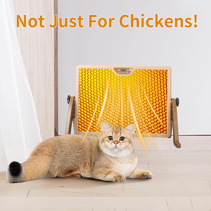 Chicken Coop Heater for Winter, 180W Smart Radiant Heat Panel with Adjustable Temperature & Timer, Remote Control Options, Waterproof Coop Warmer for Chicks & Small Pets-Brown