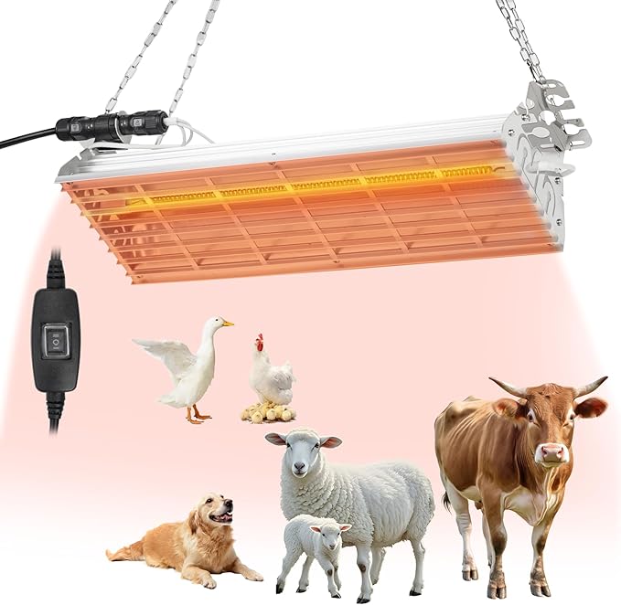 Large Heat Lamp for Chicken Coop, 400 Watts Carbon Fiber Chicken coop Heater, Adjust 2 Mode Temp&Hanging Height, Waterproof,Indoor & Outdoor Heater,For Cow,Sheep,Livestock,size:16.3x5.31x3inch (400W)