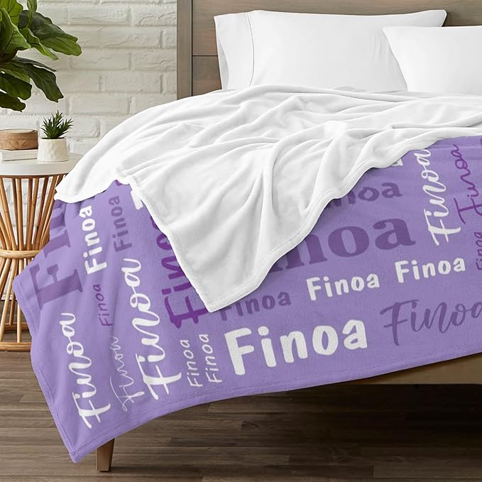 Custom Blanket with Name Personalized Blankets for Kids Adult Boys Girls Flannel Monogrammed Customized Blankets Throw (50''x60'')