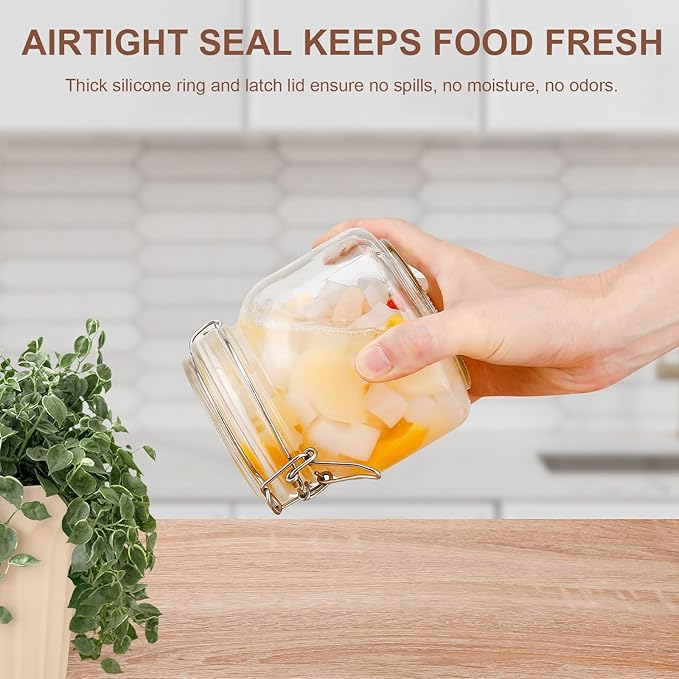 6 Pack Spice Jars, 25 oz Glass Containers with Airtight Lids, Small Herb Jars with Labels for Kitchen Storage