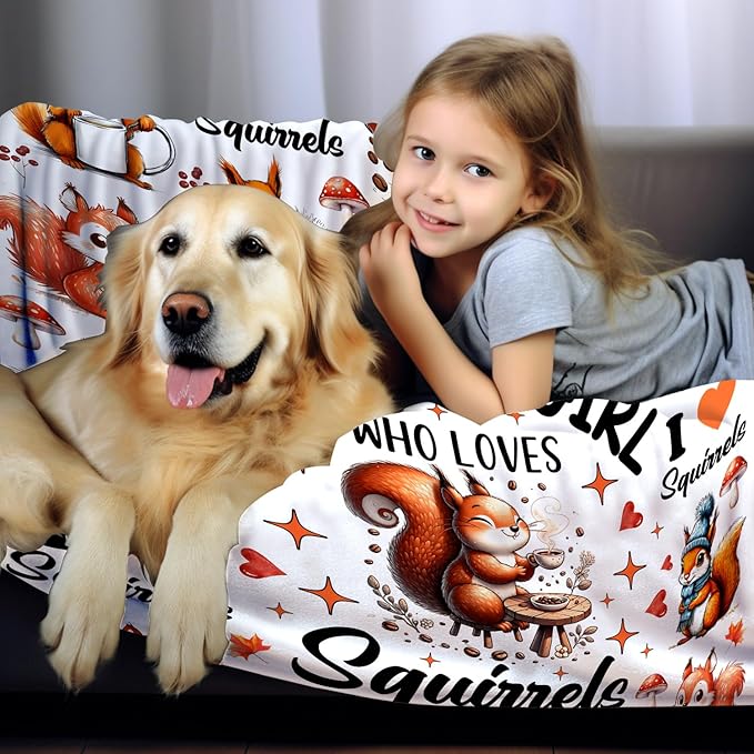 Cute Squirrel Blanket Gifts for Squirrel Lovers Women Girls Adults,Funny Squirrels Stuff Plush Squirrels Throw Blanket for Couch Sofa Bed Room Decor Gifts 60"x50"