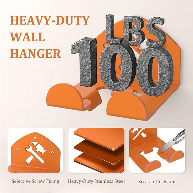 Garage Organization Storage Trimmer Rack Garden Power Tool Hanger for Grass Trimmer, Hedge Trimmer, Heavy Duty Weed Wacker Hook Tool Organizer, 2 Pack