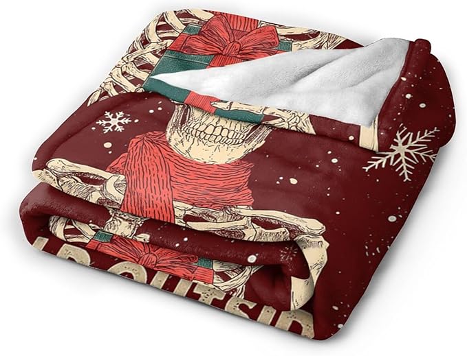 Dynova Christmas Skeleton Blanket Cozy Plush Halloween Skull Throw Blankets Fuzzy Flannel Fleece Decor Gifts for Girls Boys Women Men 50"X40"