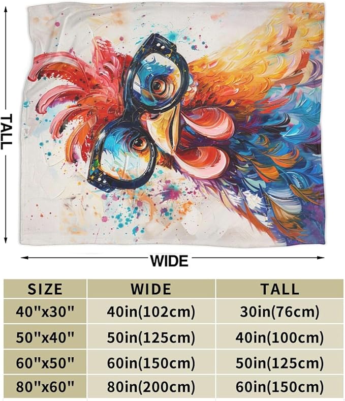 Chicken Blanket Rooster Throw Blanket Soft Warm Cozy Fuzzy Plush Roosters Throw Blanket Gifts for Girls Women Chicken Lightweight Fleece Flannel Gift Blankets for Kids Adults 40"X50"