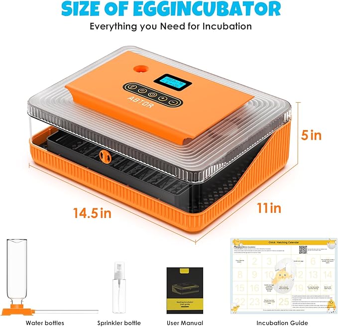 25 Egg Incubator Digital Poultry Hatcher Machine with Automatic Egg Turning, incubators for Hatching Eggs, Temperature & Humidity Control, LED Screen, General Purpose Incubator(Transparent)