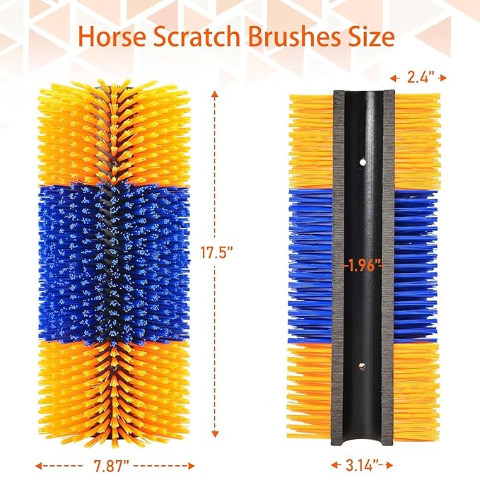 Livestock Scratching Brush - Cow, Horse, Goat, Animal Back Scratching Brush (Yellow Blue, 2PC)
