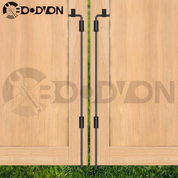 36" Cane Bolt Gate Drop Rod Heavy Duty Gate Hardware, Gate Ground Latch for Wood Metal Vinyl Gates Doors Stopper for Gate Ground, Wrought Iron Gate Latches, Black Finish-2 Pack