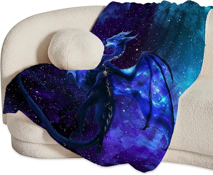 Tijuboni Dragon Blanket for Boys Men Dragon Space Throw Blanket for Kids Adults Ultra Soft Cozy Fleece Blanket for Couch Sofa Bed 50"x60"