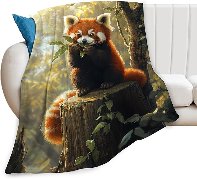 Red Panda Blanket, Pandas Gift Pictures Animal Throw Blankets, Fuzzy Plush Blanket Soft for Red Panda Lover Kids Teens Women Men Girls Boys Stuff for Bedding Sofas Couch 60"X50"