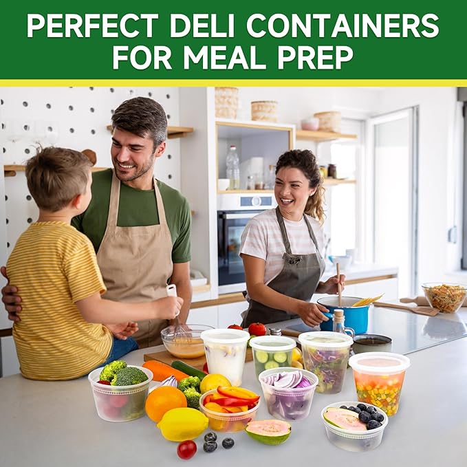 50 Set 32 oz Deli Containers with Lids, Leak-Proof BPA Free Plastic Take Out Bowls, Food Storage Containers for Takeout Meal Prep Storage, Freezer, Microwave & Dishwasher Safe