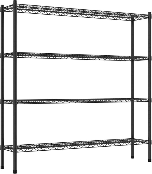 Commercial NSF Listed Black Epoxy Stationary Wire Shelving Kit 12" x 54" x 54", with 4 Shelves Perfect for Warehouse, Walk-in Refrigerator, Freezer, Grocery Store, Restaurant, Dishroom