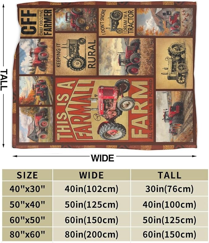 Framhouse Truck Throw Blanket Tractor Blankets Fleece Plush Flannel Super Soft Cozy Warm Lightweight Old Truck Decor Gifts for Boys Girls Kids Adults Men Women 50" x 60"